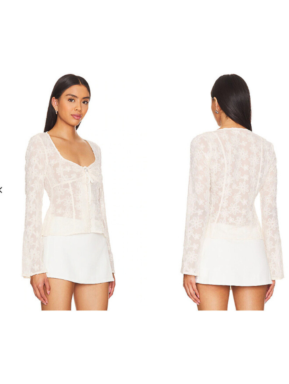ASTR The Label Sassari Top Sheer chiffon beige size M NWT $88msrp - Picture 2 of 6